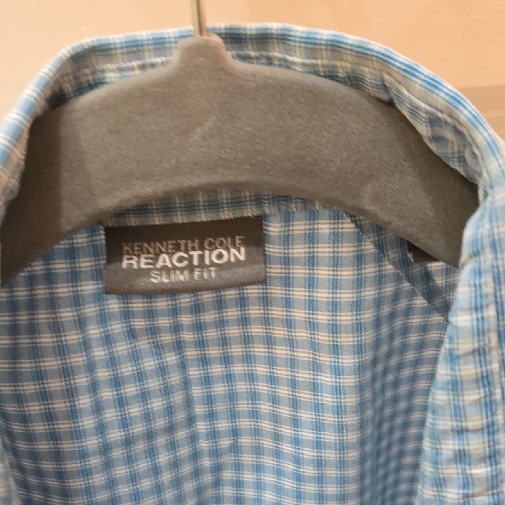 Kenneth Cole Reaction Light Blue Plaid Shirt